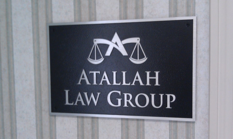 Indoor Graphics raised metal letters Atallah Law Group NH Boston MA
